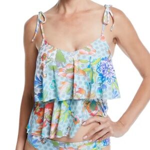 Johnny Was DREAMER Tankini Swim Top Size Small Colorful Floral Adjustable